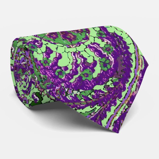 Purple Paisley Peacock Colours Wedding Tie (Rolled)