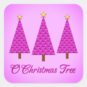Purple Paisley Retro Modern Christmas Trees Square Sticker