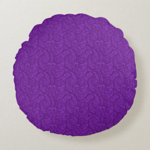 Purple Paisley Round Pillow