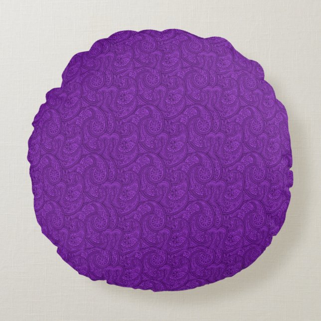 Purple Paisley Round Pillow (Front)