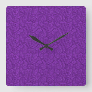 Purple Paisley Square Wall Clock