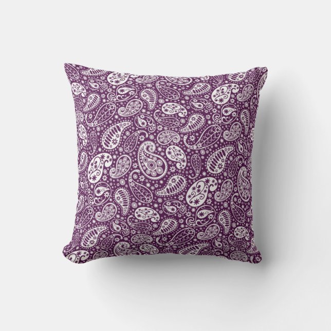 "purple paisley throw pillow" throw pillow (Front)