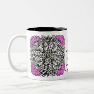 Purple Palm Frond Doodle with Coffee Quote Two-Tone Coffee Mug