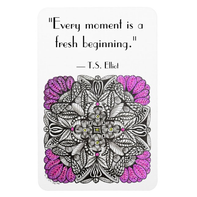 Purple Palm Frond Doodle with Quote Magnet (Vertical)
