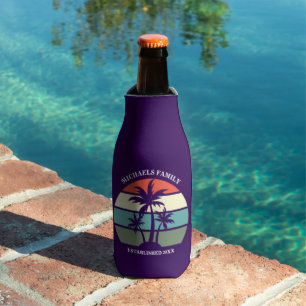 Purple Palm Tree Custom Beach Party Bottle Cooler