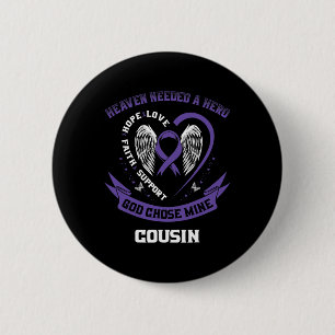 Purple Pancreatic Cancer Awareness Ribbon Cousin H 2 Inch Round Button