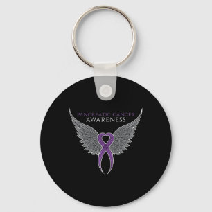 Purple Pancreatic Cancer Awareness Ribbon with Ang Keychain