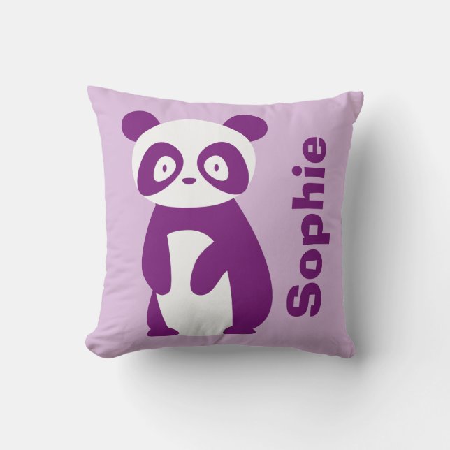 Purple Panda (Any Name) Personalized Cushion (Front)