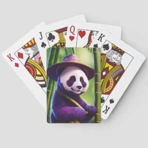 Purple Panda in Bamboo – Cute Hat-Wearing Forest  Playing Cards