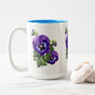Purple pansies 2 tone coffee mug
