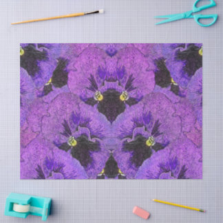 Purple pansies, abstract painting, floral art   tissue paper