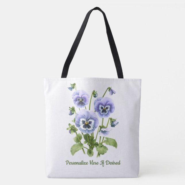 Purple Pansies Customizable Tote Bag (Front)