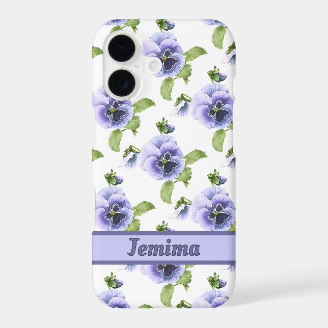 Purple Pansies Floral Pattern Personalized (Back)