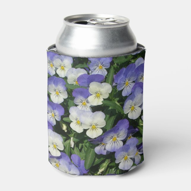 Purple Pansies Garden Floral Can Cooler (Can Front)