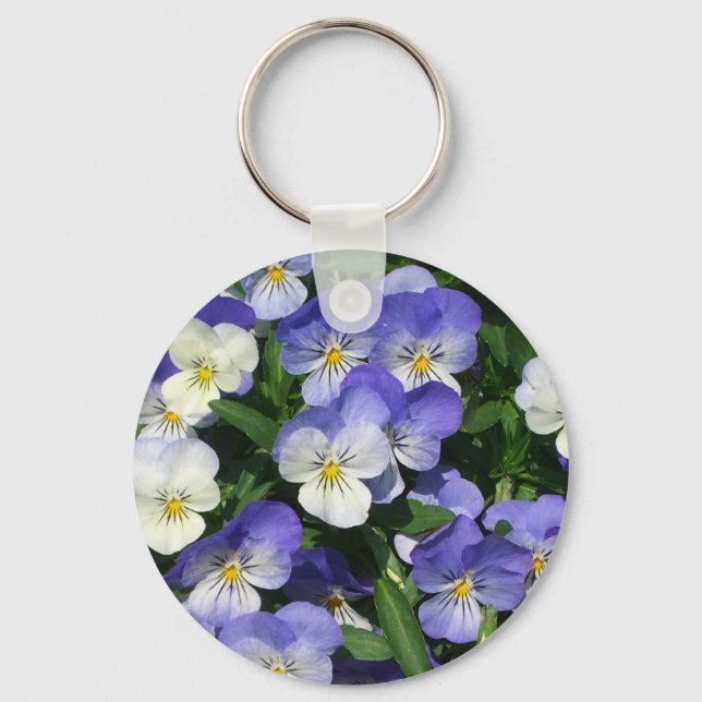 Purple Pansies Garden Floral Keychain (Front)