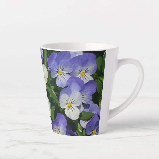 Purple Pansies Garden Floral Latte Mug (Right)