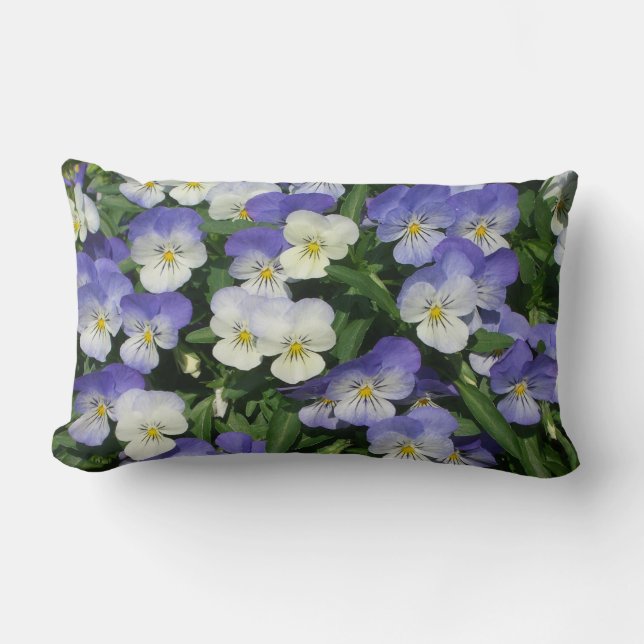 Purple Pansies Garden Floral Lumbar Pillow (Front)