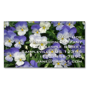 Purple Pansies Garden Floral Magnetic Business Card