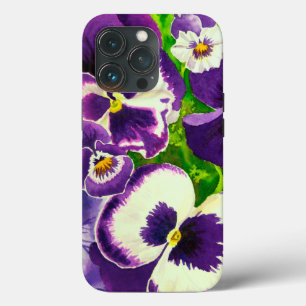 Purple Pansies in Watercolor iPhone 13 Pro Case
