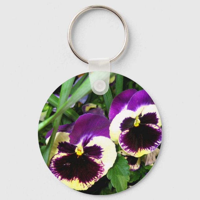Purple pansies - Keychain (Front)