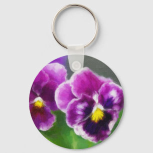 Purple pansies keychain