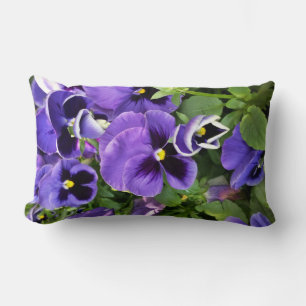 purple pansies lumbar pillow