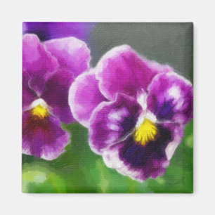 Purple pansies magnet
