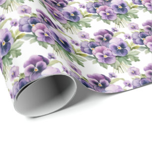Purple Pansies Pansy Wrapping Paper