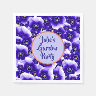 Purple Pansies Pattern and Your Name Garden Party Napkin