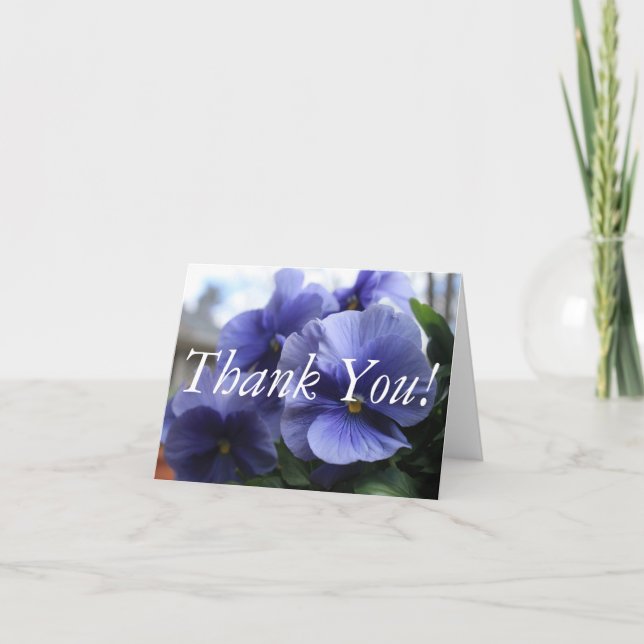 Purple Pansies Photo Thank You Card (Front)