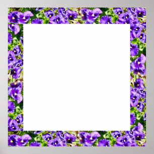 Purple Pansies Picture Frame, Poster