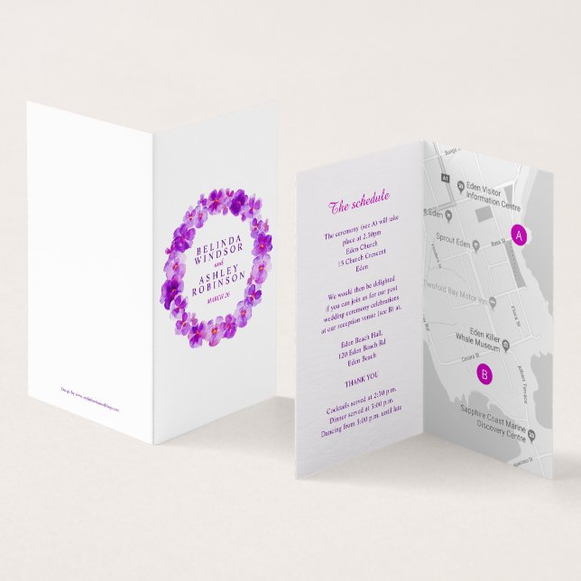 Purple pansy art détails du mariage calendrier car (Inside and Outside)