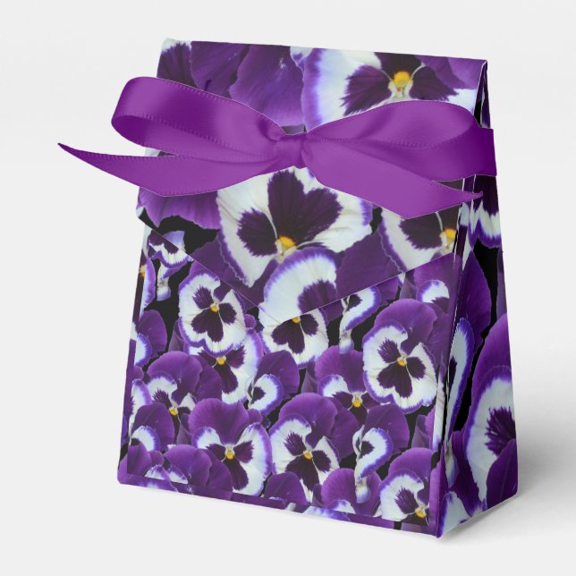 Purple Pansy Bouquet, Favor Box (Front Side)