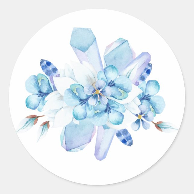 Purple pansy, crystal set in watercolor classic round sticker (Front)