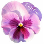 Purple Pansy Custom Name Cutout Keychain Photo Sculpture Keychain<br><div class="desc">A cut-out photo of a beautiful light purple pansy with a template for first name on one of the petals.</div>