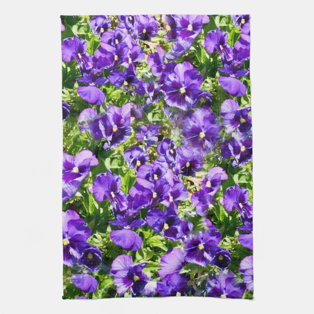 Purple Pansy Field, Kitchen Towel (Vertical)