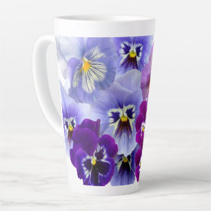 Purple Pansy Floral Coffee Latte Mug