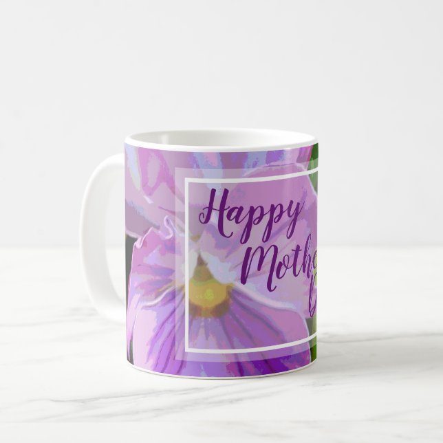 Purple Pansy Floral Coffee Mug (Front Left)