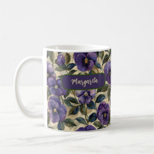 Purple Pansy Floral Flower Coffee Mug