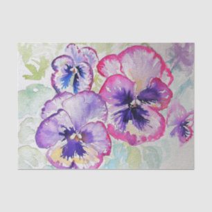 Purple Pansy floral Watercolor Birthday Tissue Paper