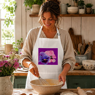 Purple Pansy Flower Garden Apron