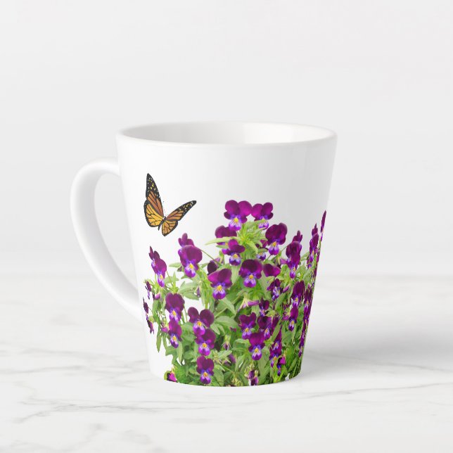 Purple Pansy  Flower Latte Mug (Left Angle)