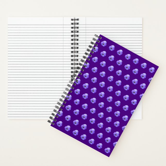 Purple Pansy Flower Seamless Pattern on Notebook (Inside)
