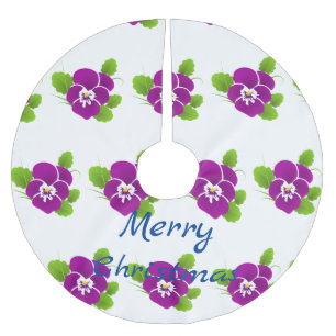Purple Pansy Flower Thunder_Cove Brushed Polyester Tree Skirt