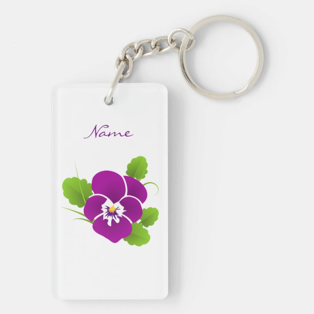 Purple Pansy Flower Thunder_Cove Keychain (Back)