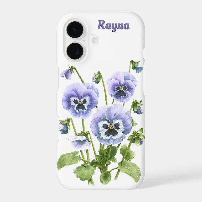 Purple Pansy Flowers Botanical Art Personalized (Back)