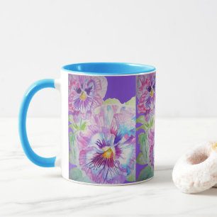 Purple Pansy Flowers Mum Daughter Mug