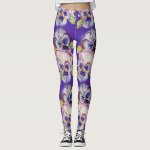 Floral Leggings, Purple, Rainbow, Pockets, Pansy, Pants, Girls