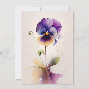 Purple Pansy In Watercolor Holiday Card