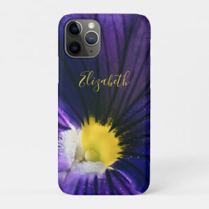 Purple pansy macro photograph elegant iPhone 11 pro case